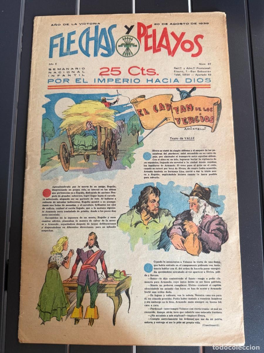 Tebeos: COMIC - ORIGINAL -FLECHAS Y PELAYOS N&ordm; 37 DEL 20- 8- 1.939 DE 25 Cts. SEMANARIO NACIONAL INFANTIL