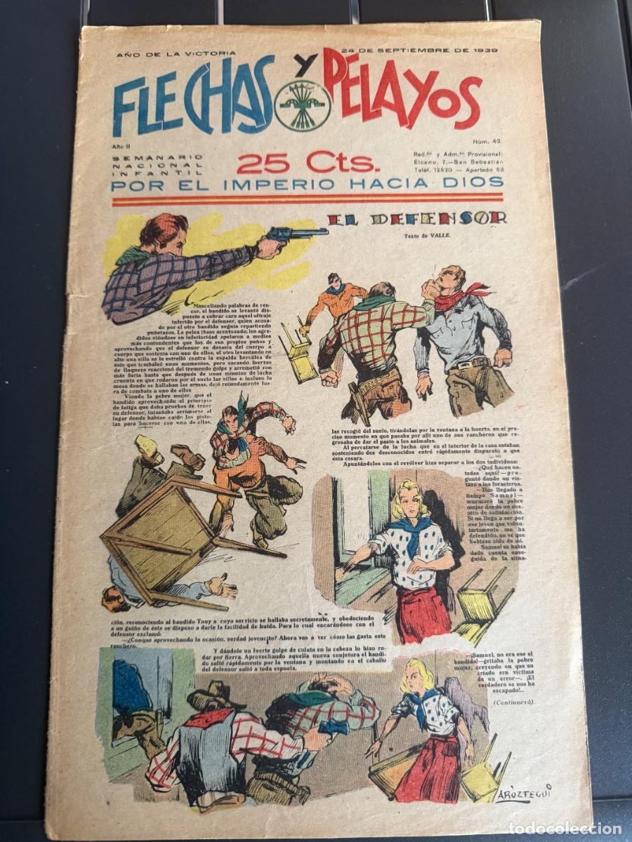 Tebeos: COMIC - ORIGINAL -FLECHAS Y PELAYOS N&ordm; 42 DEL 24- 9- 1.939 DE 25 Cts. SEMANARIO NACIONAL INFANTIL
