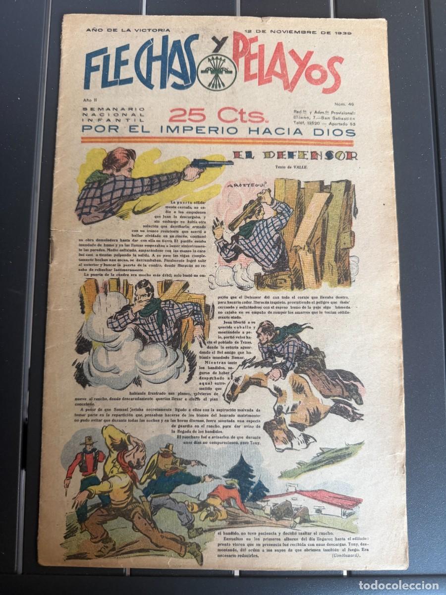Tebeos: COMIC - ORIGINAL -FLECHAS Y PELAYOS N&ordm; 49 DEL 12- 11- 1.939 DE 25 Cts. SEMANARIO NACIONAL INFANTIL