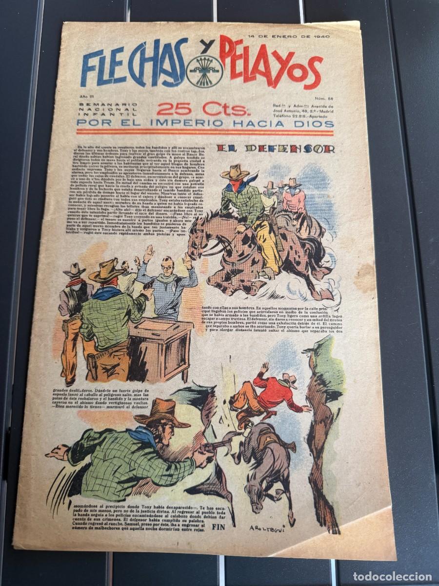 Tebeos: COMIC - ORIGINAL -FLECHAS Y PELAYOS N&ordm; 58 DEL 14- 1- 1.940 DE 25 Cts. SEMANARIO NACIONAL INFANTIL