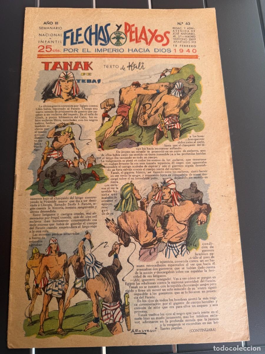Tebeos: COMIC - ORIGINAL -FLECHAS Y PELAYOS N&ordm; 63 DEL 18- 2- 1.940 DE 25 Cts. SEMANARIO NACIONAL INFANTI