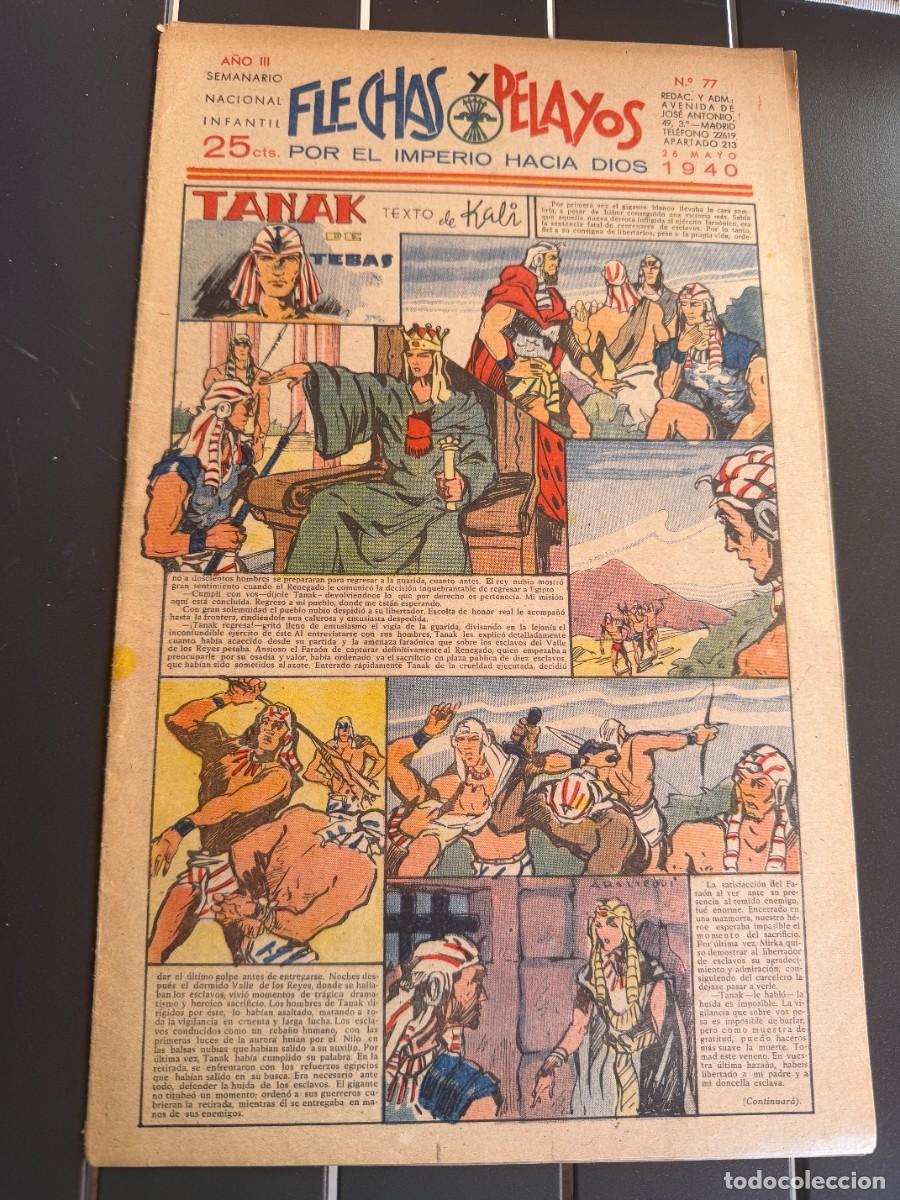 Tebeos: COMIC - ORIGINAL -FLECHAS Y PELAYOS N&ordm; 77 DEL 26- 5- 1.940 DE 25 Cts. SEMANARIO NACIONAL INFANTI