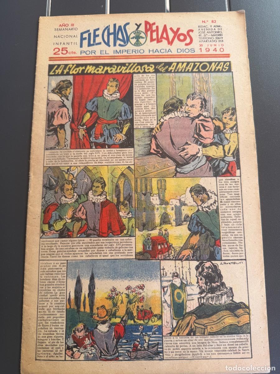 Tebeos: COMIC - ORIGINAL -FLECHAS Y PELAYOS N&ordm; 82 DEL 30- 6- 1.940 DE 25 Cts. SEMANARIO NACIONAL INFANTI