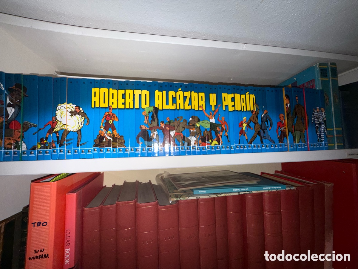 Tebeos: Colecci&oacute;n Completa ROBERTO ALC&Aacute;ZAR Y PEDR&Iacute;N - 40 Tomos Lomo Azul con Mural Completo