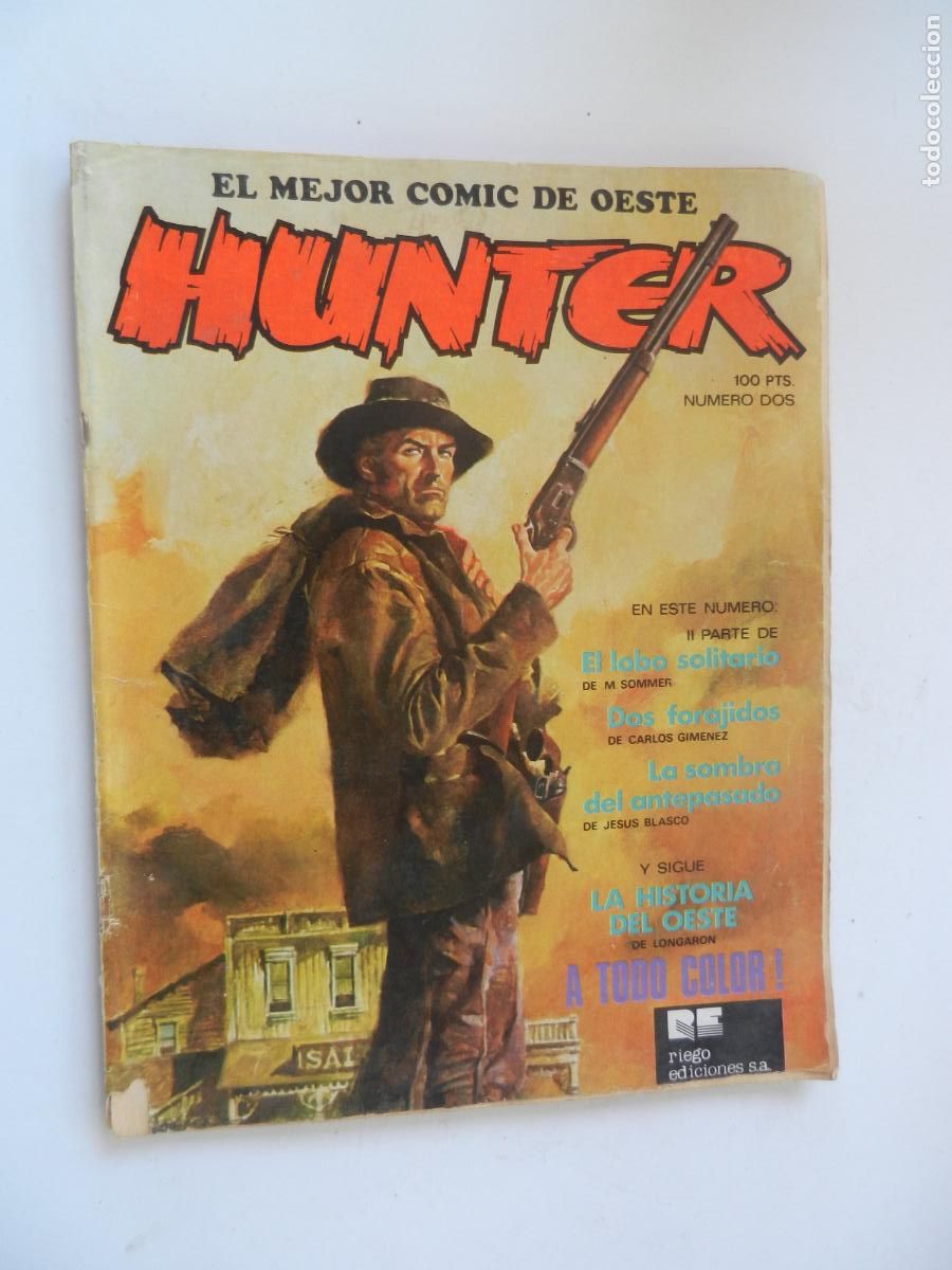 Tebeos: HUNTER N&ordm; 2 -,EL LOBO SOLITARIO- DOS FORAJIDOS - COMIC DEL OESTE - POR LONGARON - RIEGO EDICIONES