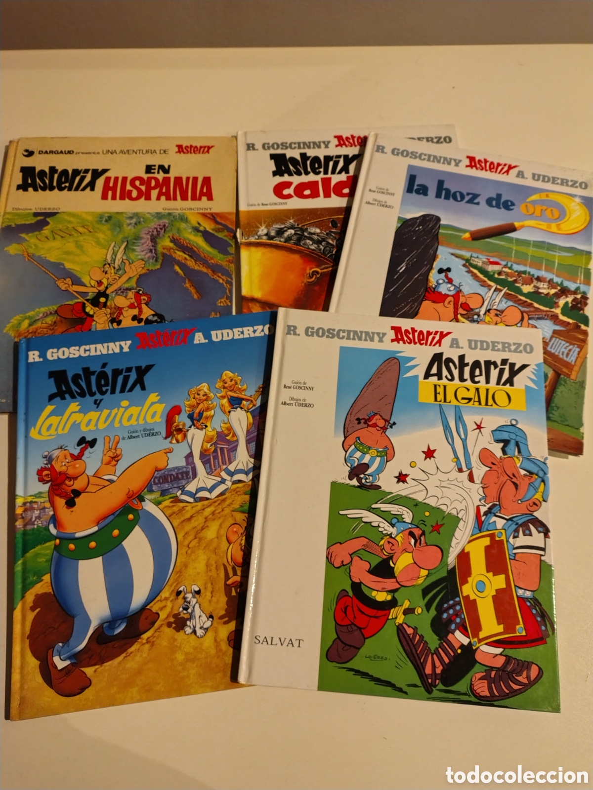 Tebeos: LOTE ASTERIX 5 LIBROS EL GALO LA TRAVIATA LA HOZ DE ORO HISPANIA EL CALDERO