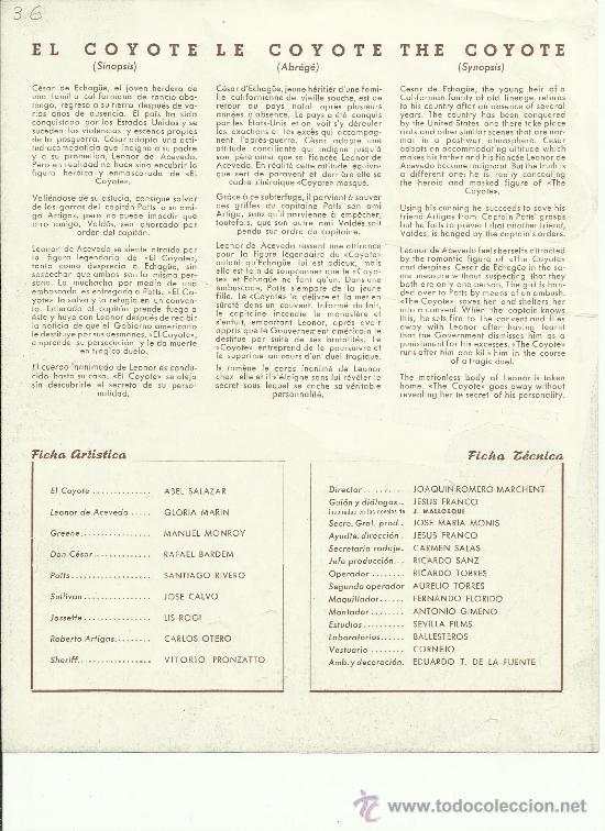 Tebeos: PROPAGANDA DE LA PELICULA DEL COYOTE - Foto 2