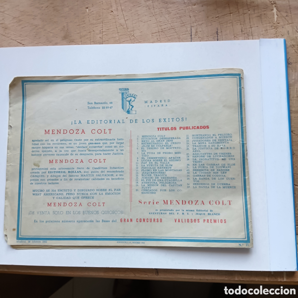 Tebeos: MENDOZA COLT N&Uacute;M -37 ORIGINAL - Foto 2