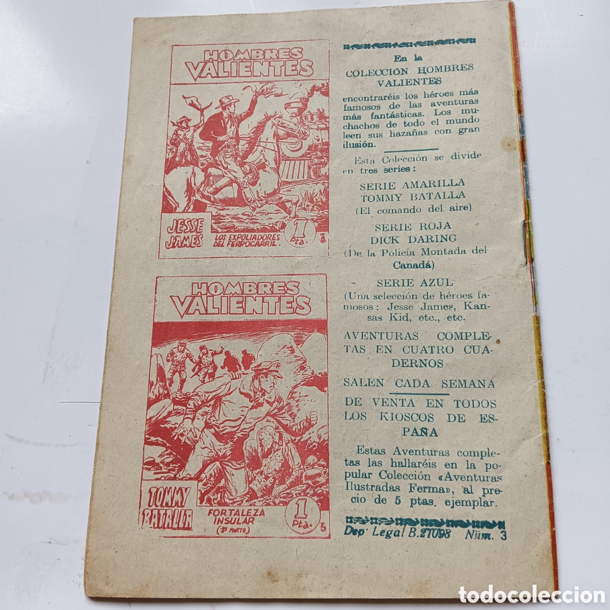 Tebeos: HOMBRES VALIENTES DICK DARING N&Uacute;M-3 ORIGINAL - Foto 2