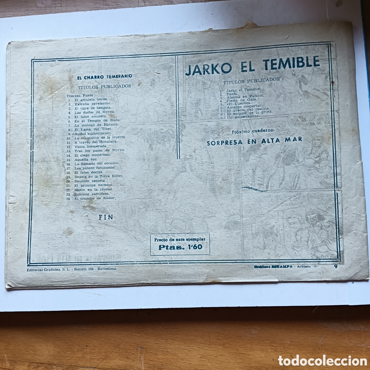 Tebeos: JARKO EL TEMIBLE N&Uacute;M-9 EDITORIAL GRAFIDEA ORIGINAL - Foto 3