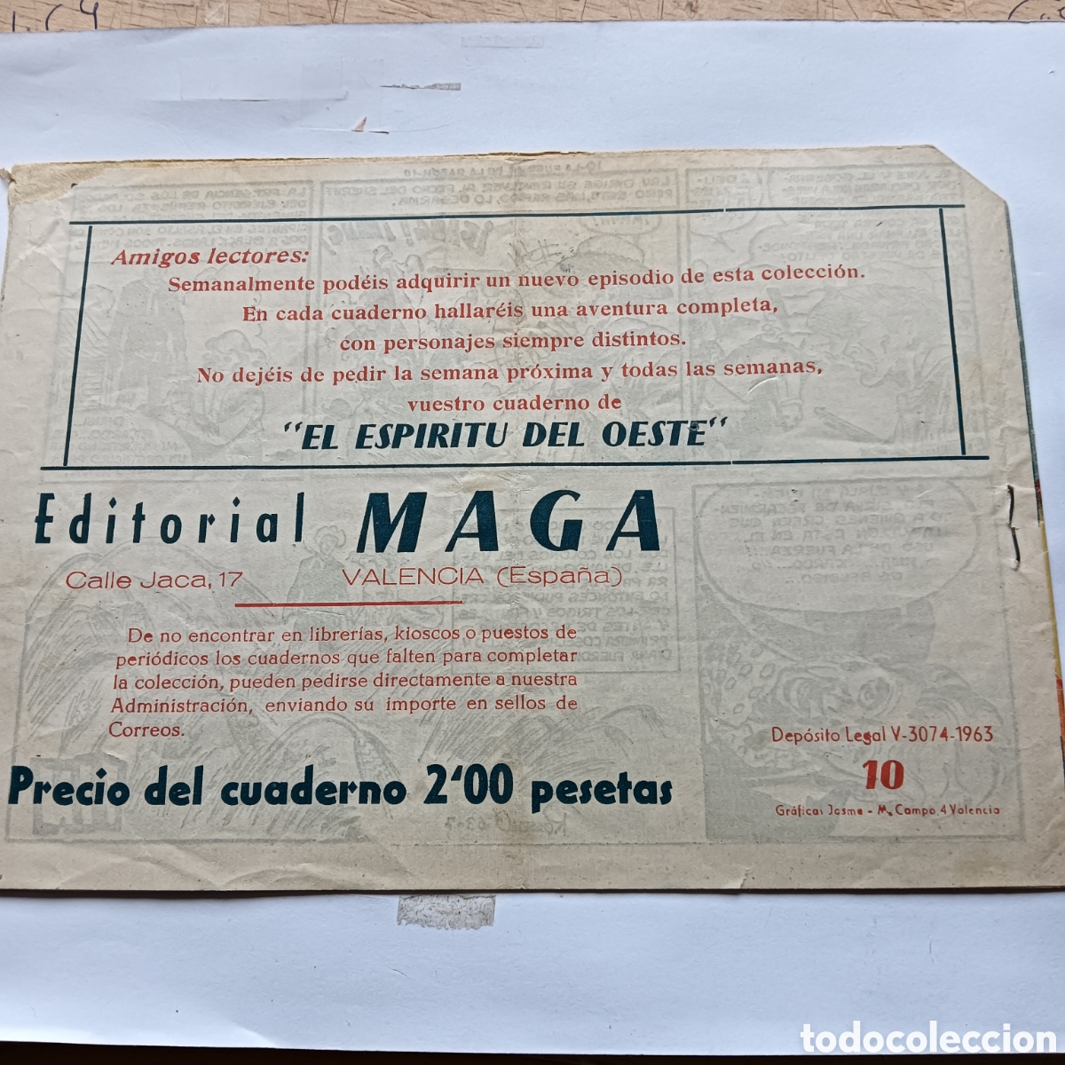 Tebeos: ESP&Iacute;RITU DEL OESTE N&Uacute;M-10 EDITORIAL MAGA ORIGINAL - Foto 2