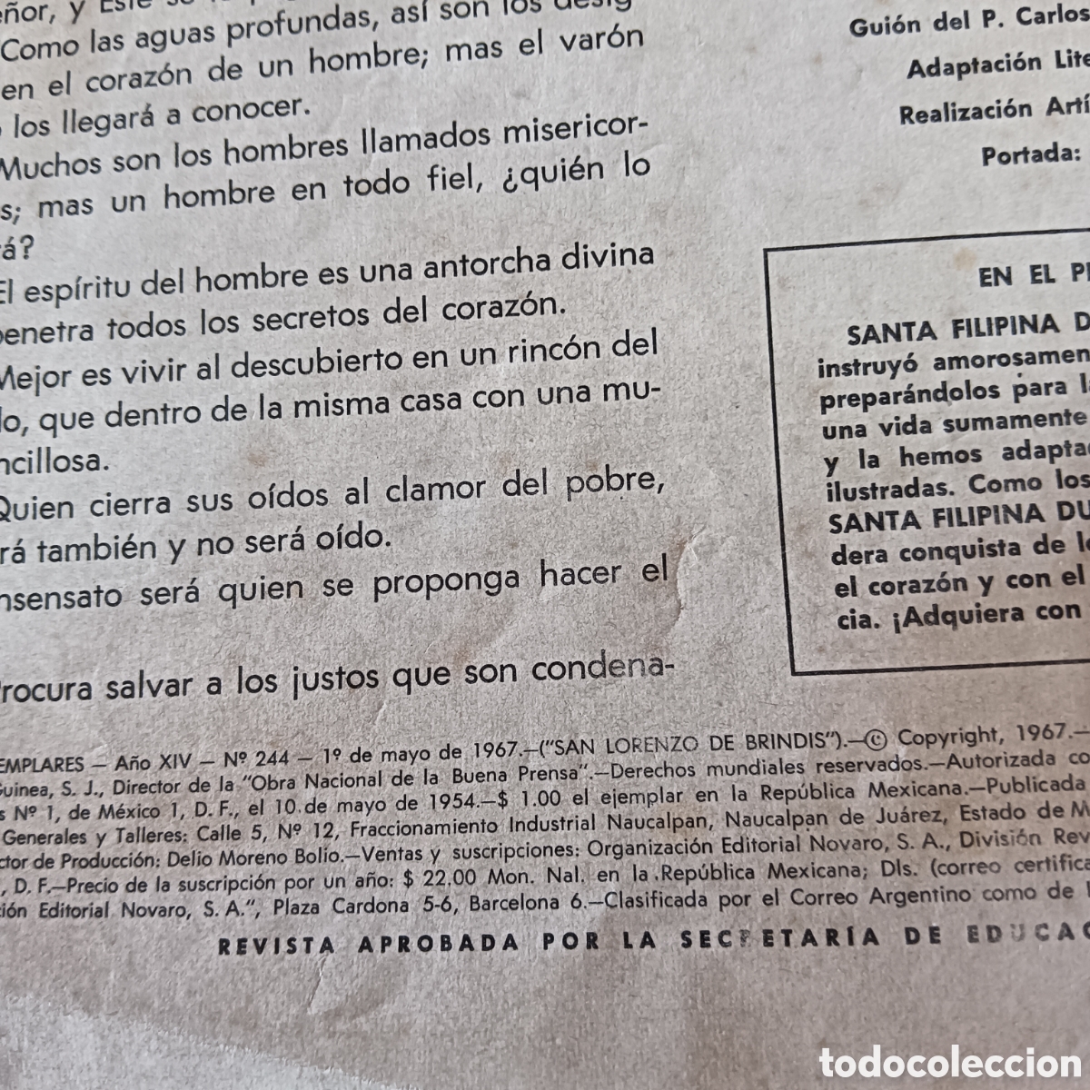 Tebeos: VIDAS EJEMPLARES N&Uacute;M-244 EDI. NOVARO - Foto 2