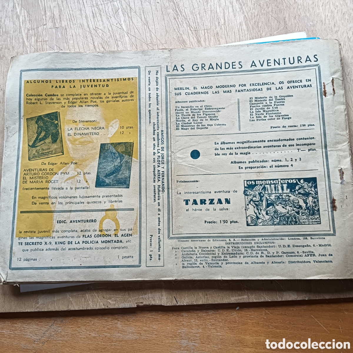 Tebeos: MERL&Iacute;N EL MAGO NUM19 HISPANO AMERICANA ORIGINAL - Foto 2