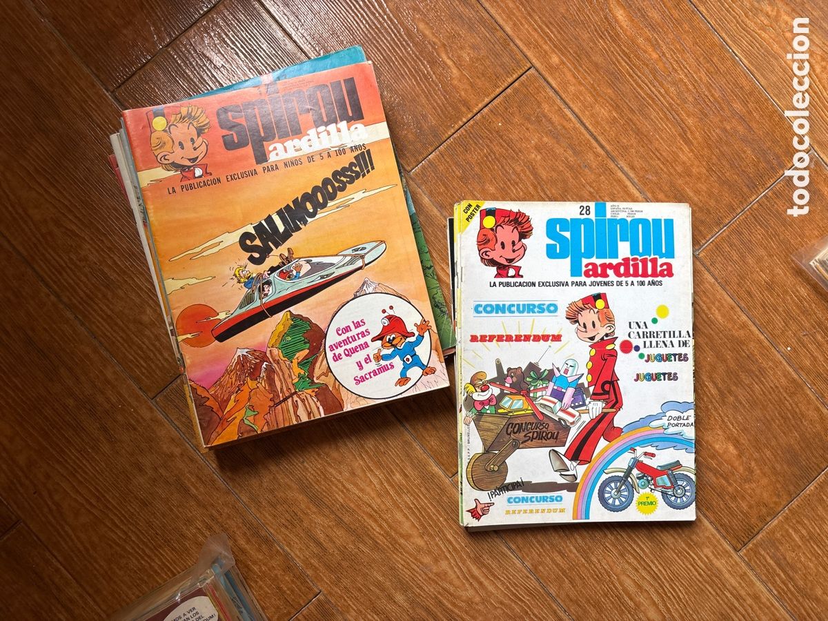 Tebeos: SPIROU ARDILLA COLECCION COMPLETA 67 N&Uacute;MEROS INCLUYE SUPLEMENTOS TAPAS POSTERS ETC MUNDIS 1979