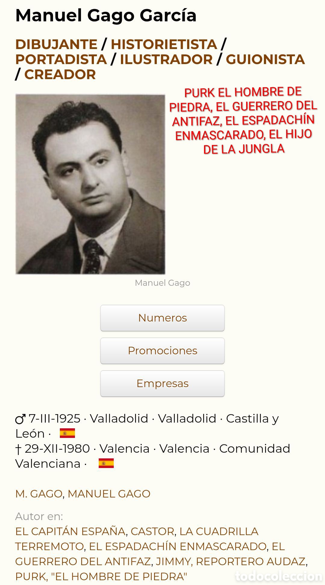 Tebeos: HOMENAJE A MANUEL GAGO LOTE DE TEBEOS