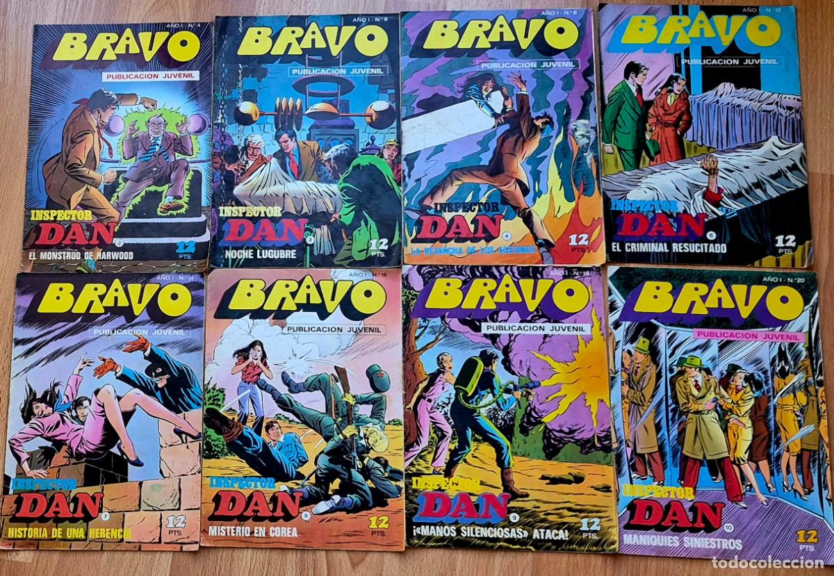 Comics: GINER - EL INSPECTOR DAN - BRUGUERA, COLECCION BRAVO, 8 CUADERNOS N&ordm; 2 3 4 6 7 8 9 Y 10 - A&Ntilde;OS 70