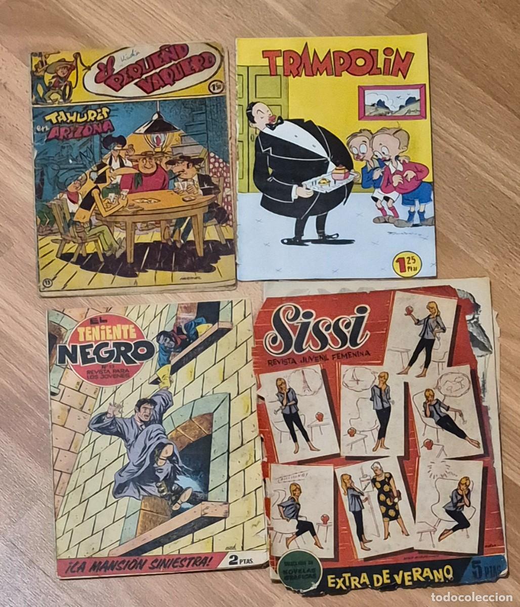 Comics: LOTE DE 4 TEBEOS A&Ntilde;OS 60 - TRAMPOLIN, SISSI EXTRA DE VERANO, TENIENTE NEGRO Y EL PEQUE&Ntilde;O VAQUERO
