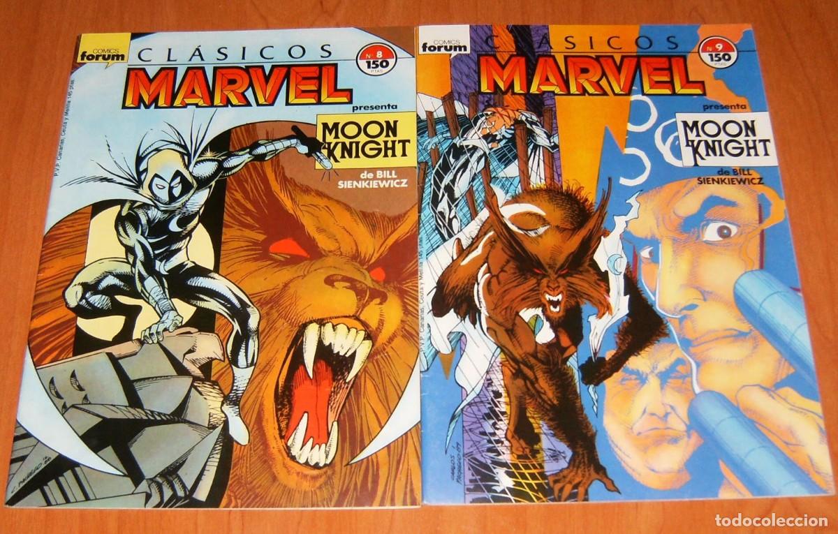 Tebeos: CLASICOS MARVEL . N&uacute;meros 8 Y 9 . CABALLERO LUNA . MOON KNIGHT . LOTE DE 2 NUMEROS . FORUM