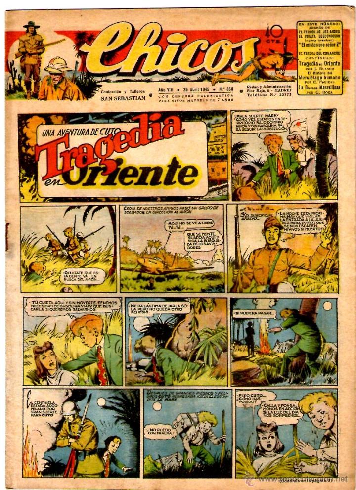 Tebeos: CHICOS N&ordm; 350 25/04/1945 ** CONSUELO GIL - Foto 1