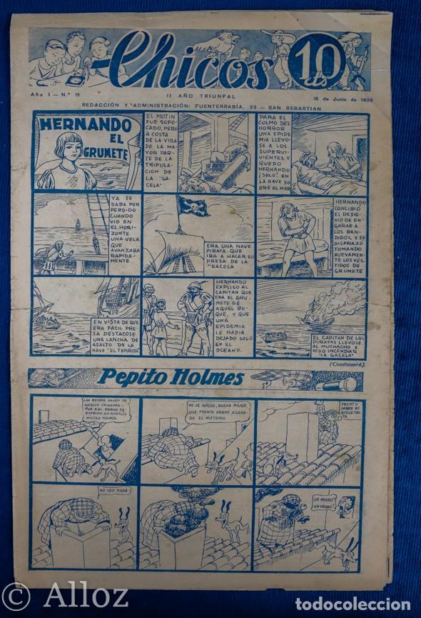 Tebeos: TEBEO CHICOS.N&ordm;15....15 DE JUNIO DE 1938 - Foto 1