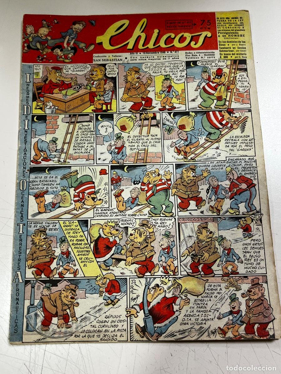 Tebeos: CHICOS. A&Ntilde;O X. N&deg; 411. 10 NOVIEMBRE DE 1946. VER FOTOS.