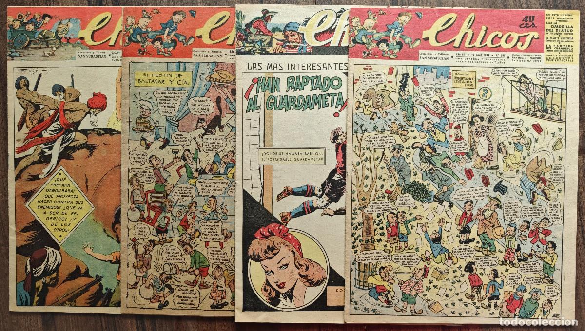 Comics: CHICOS n&ordm; 297, 304, 332 y 333 (Consuelo Gil 1944) 4 tebeos.