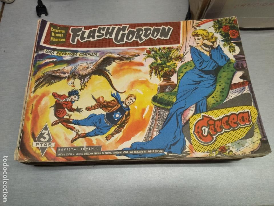 Tebeos: COLECCI&Oacute;N H&Eacute;ROES MODERNOS: FLASH GORDON / N&Uacute;MEROS 1 A 59 / D&Oacute;LAR 1958 - Foto 3