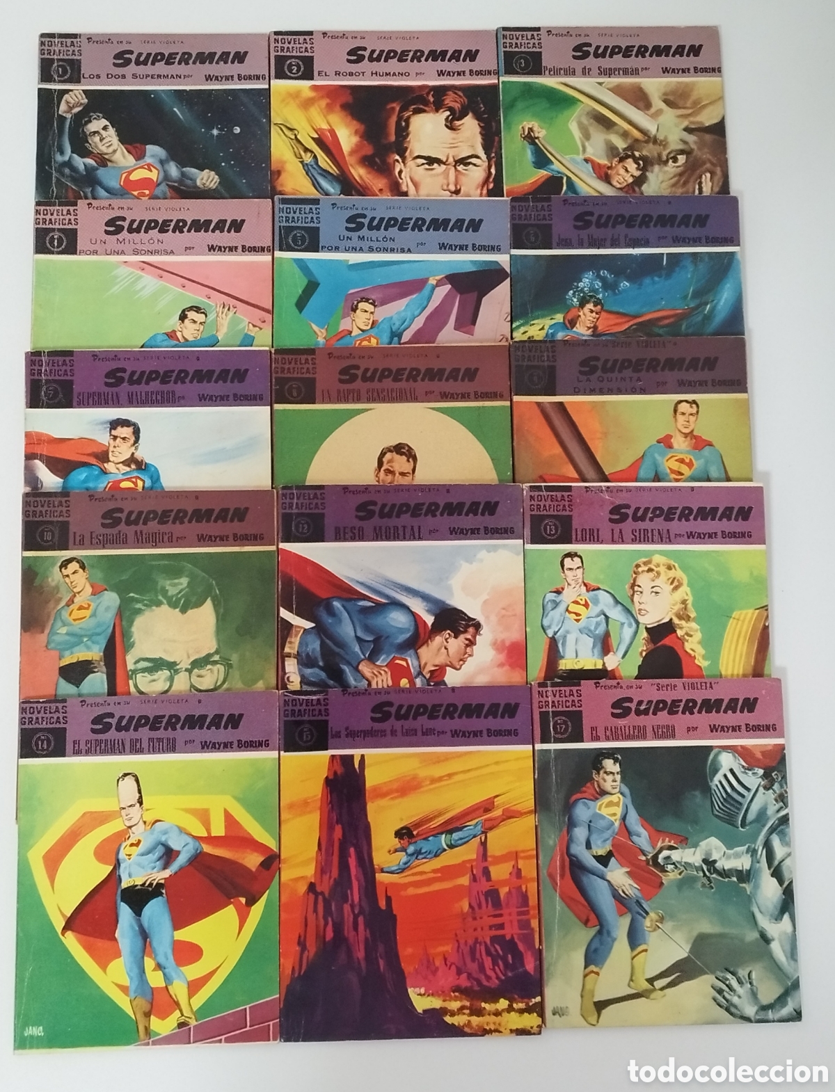 Tebeos: SUPERMAN / 1959 / SERIE VIOLETA / DOLAR / COMPLETA EXCEPTO NUMEROS : 11-16-18