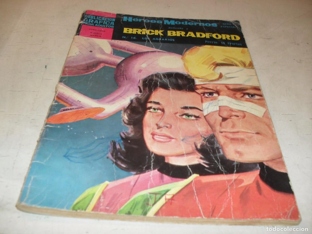 Tebeos: HEROES MODERNOS N&ordm; 16,BRICK BRADFORD:LOS AGRARIOS ,DE 50.DOLAR,1966