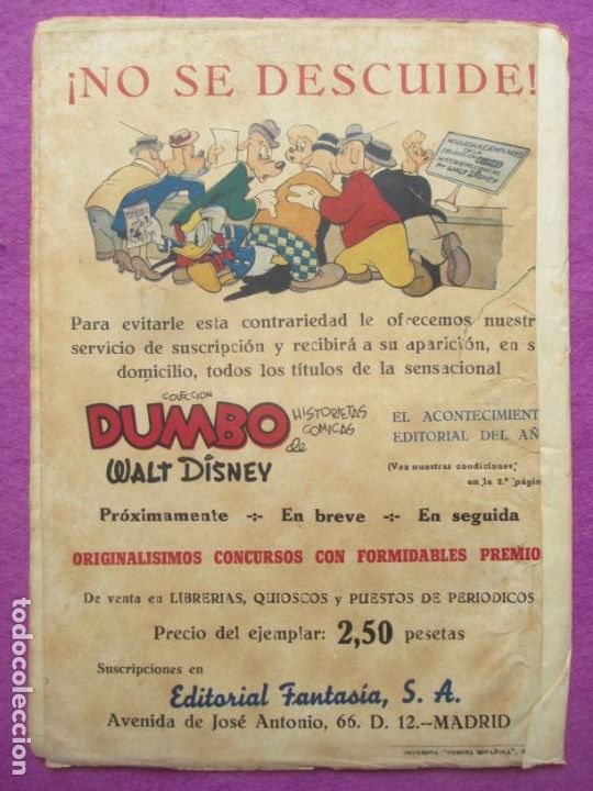 Tebeos: TEBEO DUMBO WALT DISNEY HISTORIETAS COMICAS - Foto 2