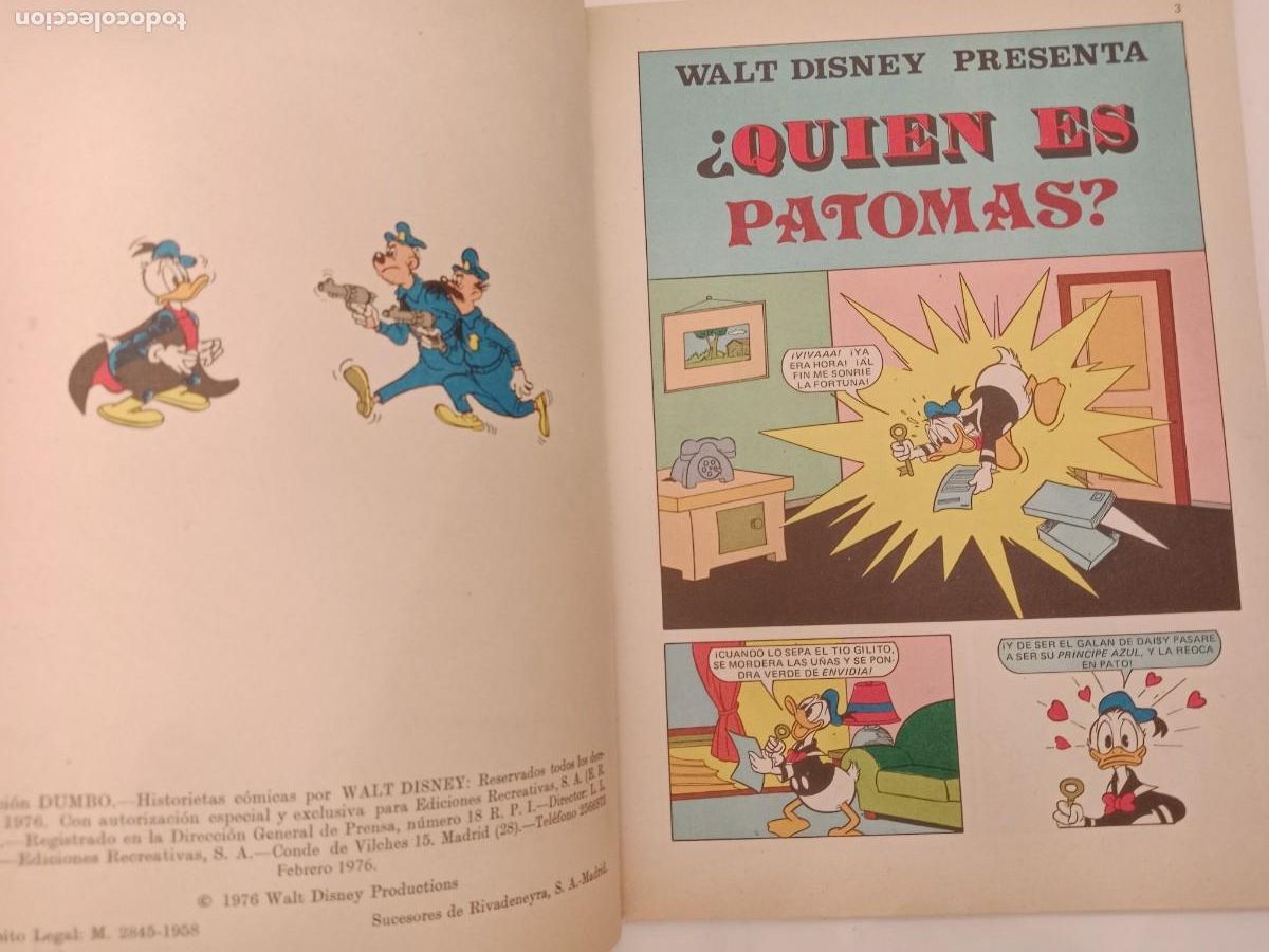 Tebeos: DUMBO COMIC N&ordm; 134 QUIEN ES PATOMAS ? IMPECABLE! ORIGINAL ERSA - Foto 2