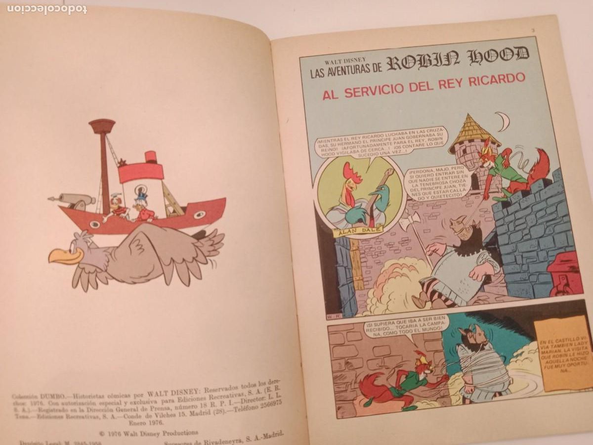 Tebeos: DUMBO COMIC N&ordm; 133 AL SERVICIO DEL REY RICARDO ORIGINAL ERSA - Foto 2