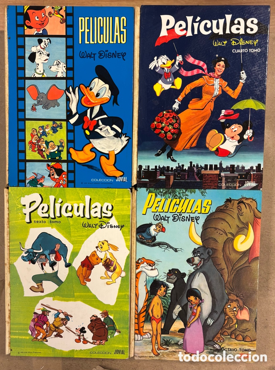 Tebeos: PEL&Iacute;CULAS WALT DISNEY TOMOS I, IV, VI y VIII. E.R.S.A. COLECCI&Oacute;N JOVIAL.