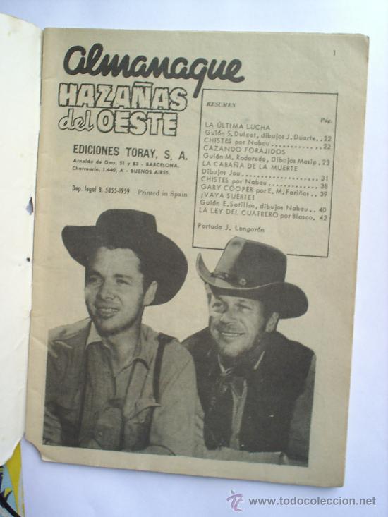 Tebeos: HAZA&Ntilde;AS DEL OESTE , ALMANAQUE 1965 - EDICIONES TORAY - Foto 2