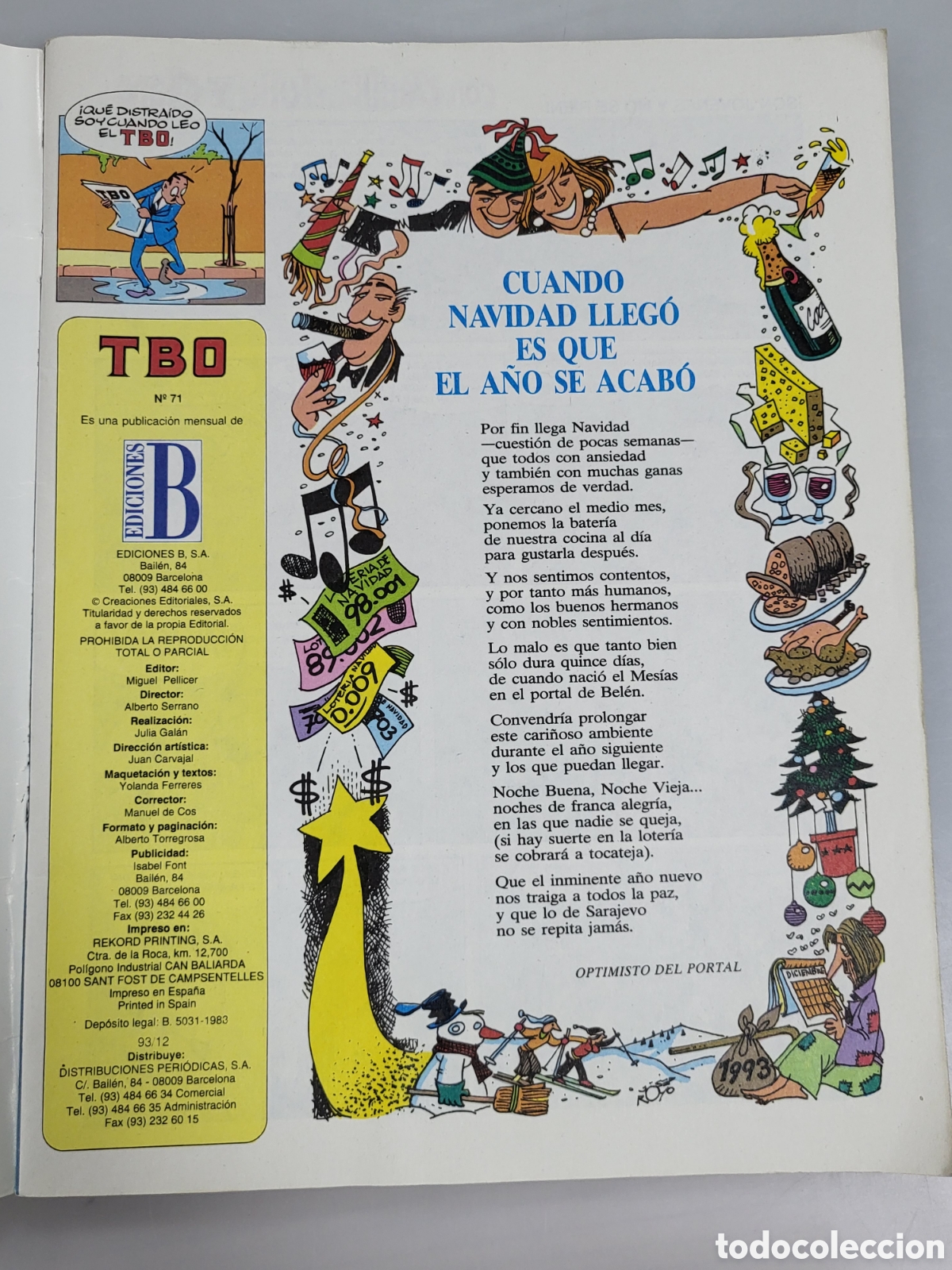 Tebeos: TBO N&ordm; 71 ALMANAQUE 1994 - EDICIONES B. - Foto 2