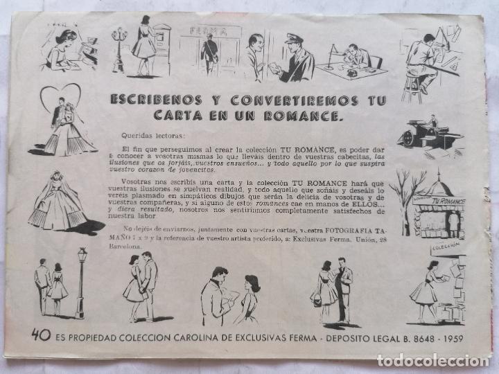 Tebeos: TU ROMANCE, N&ordm; 40, EDITORIAL FERMA, A&Ntilde;O 1959 - Foto 2