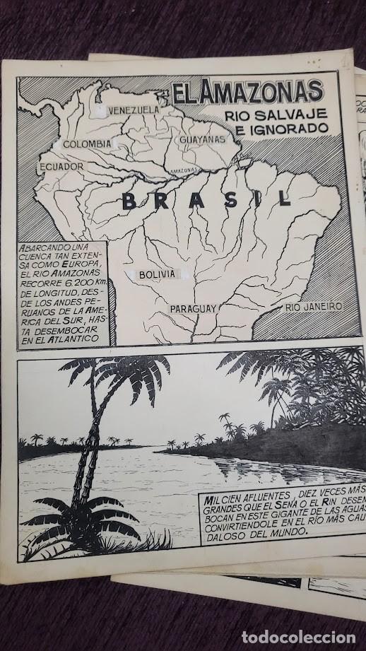 Tebeos: 10 PAGINAS ORIGINALES DEL COMIC, EL AMAZONAS RIO SALVAJE E IGNORADO 1959 - Foto 4