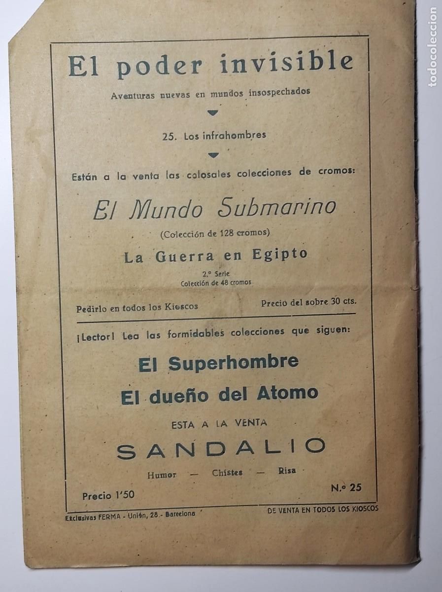 Tebeos: EL PODER INVISIBLE N&ordm; 15 - LOS INFRAHOMBRES - EXCLUSIVAS FERMA - ORIGINAL DE &Eacute;POCA - Foto 2