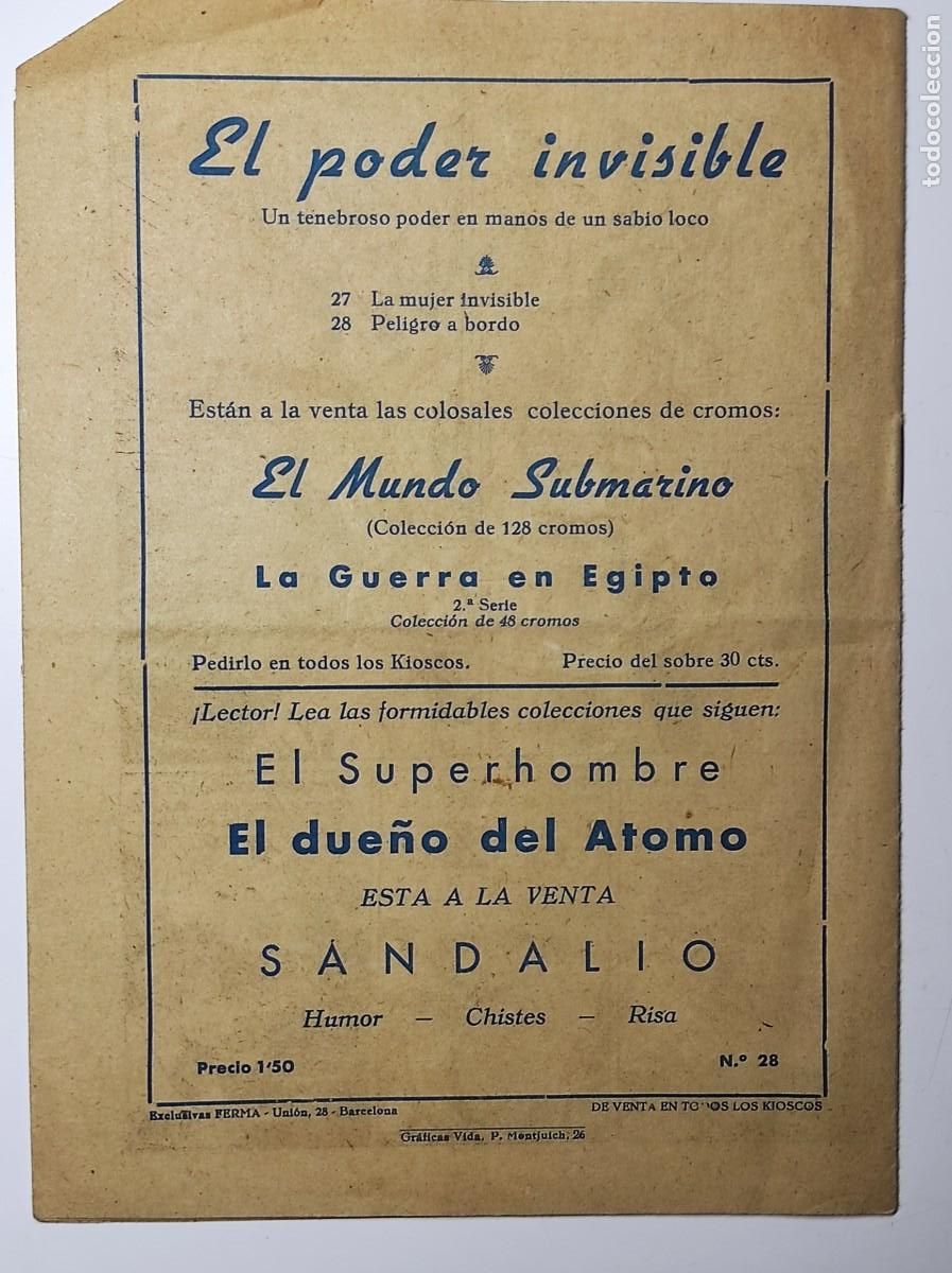 Tebeos: EL PODER INVISIBLE N&ordm; 28 - PELIGRO A BORDO - EXCLUSIVAS FERMA - ORIGINAL DE &Eacute;POCA - Foto 2