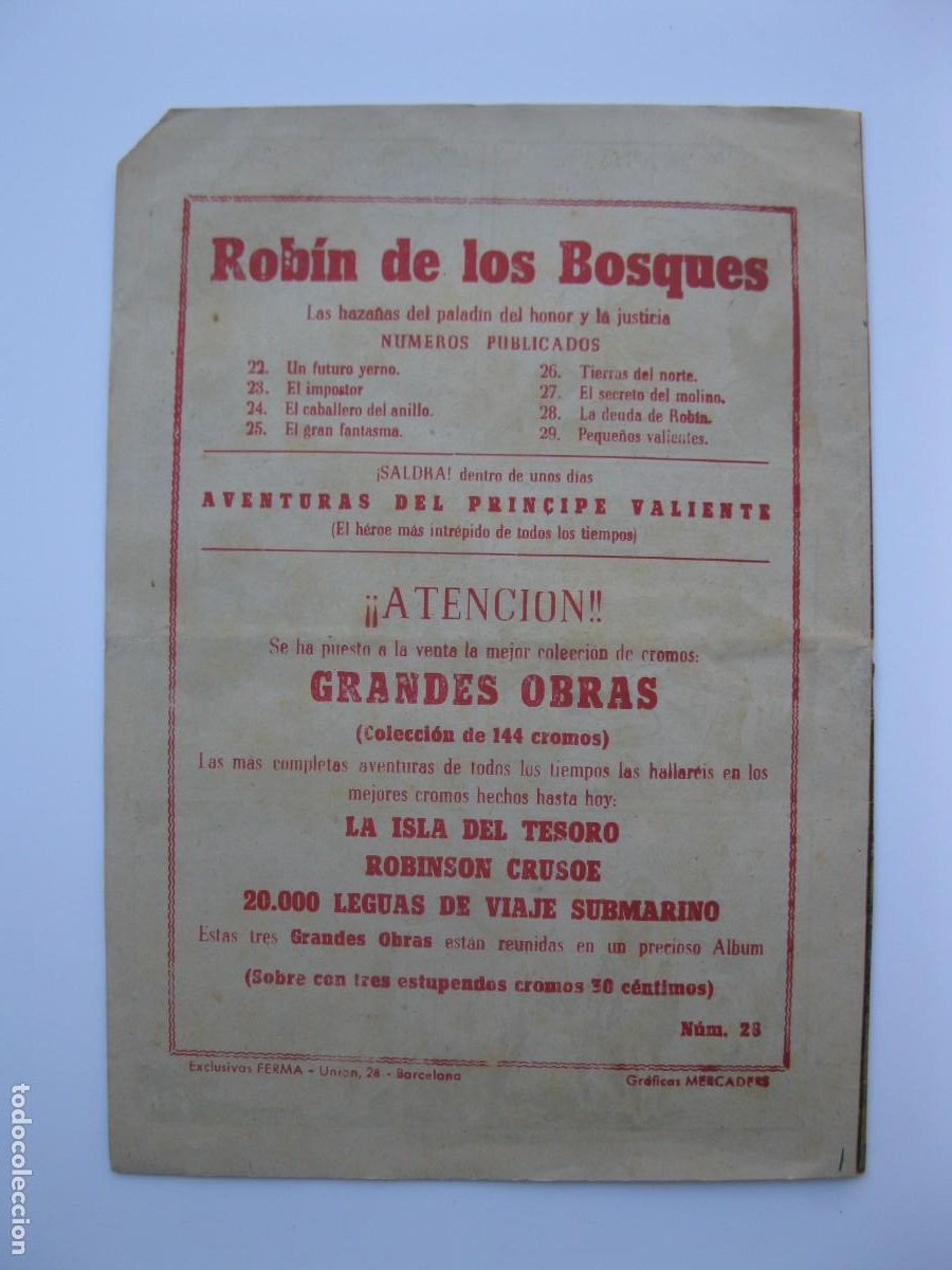 Tebeos: ROBIN DE LOS BOSQUES - N&ordm; 28 - LA DEUDA DE ROBIN - ORIGINAL - EXCLUSIVAS FERMA. - Foto 3