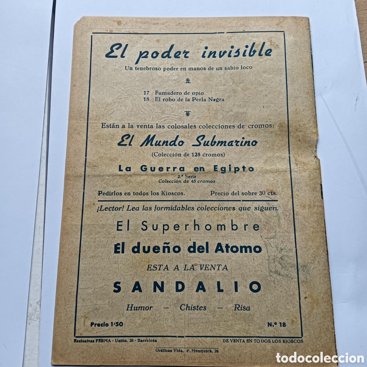 Tebeos: EL PODER INVISIBLE N&Uacute;M 18 EDITORIAL FERMA A&ntilde;o1957 - Foto 2