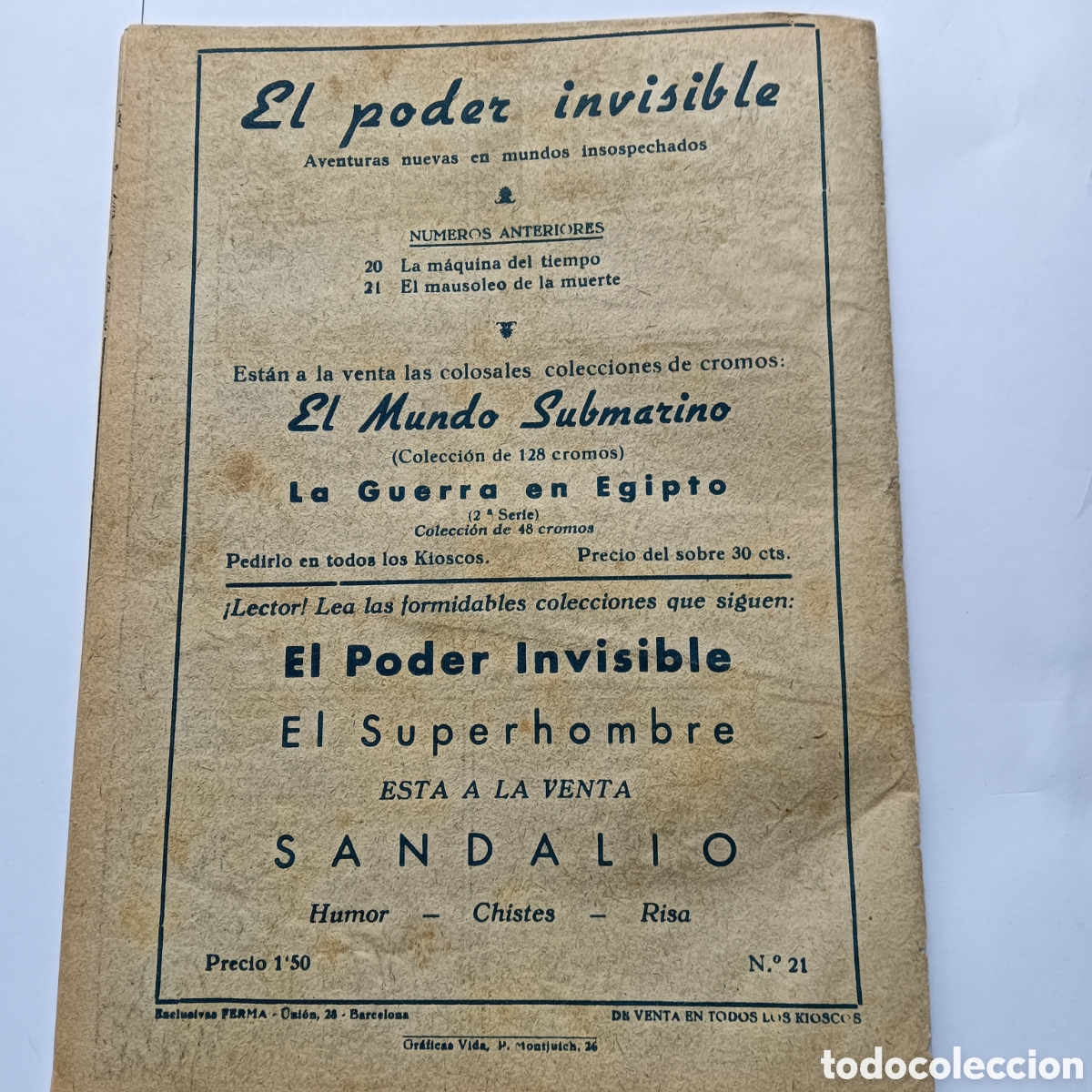 Tebeos: EL PODER INVISIBLE N&Uacute;M 21 EDITORIAL FERMA ORIGINAL A&Ntilde;O 1957 - Foto 2