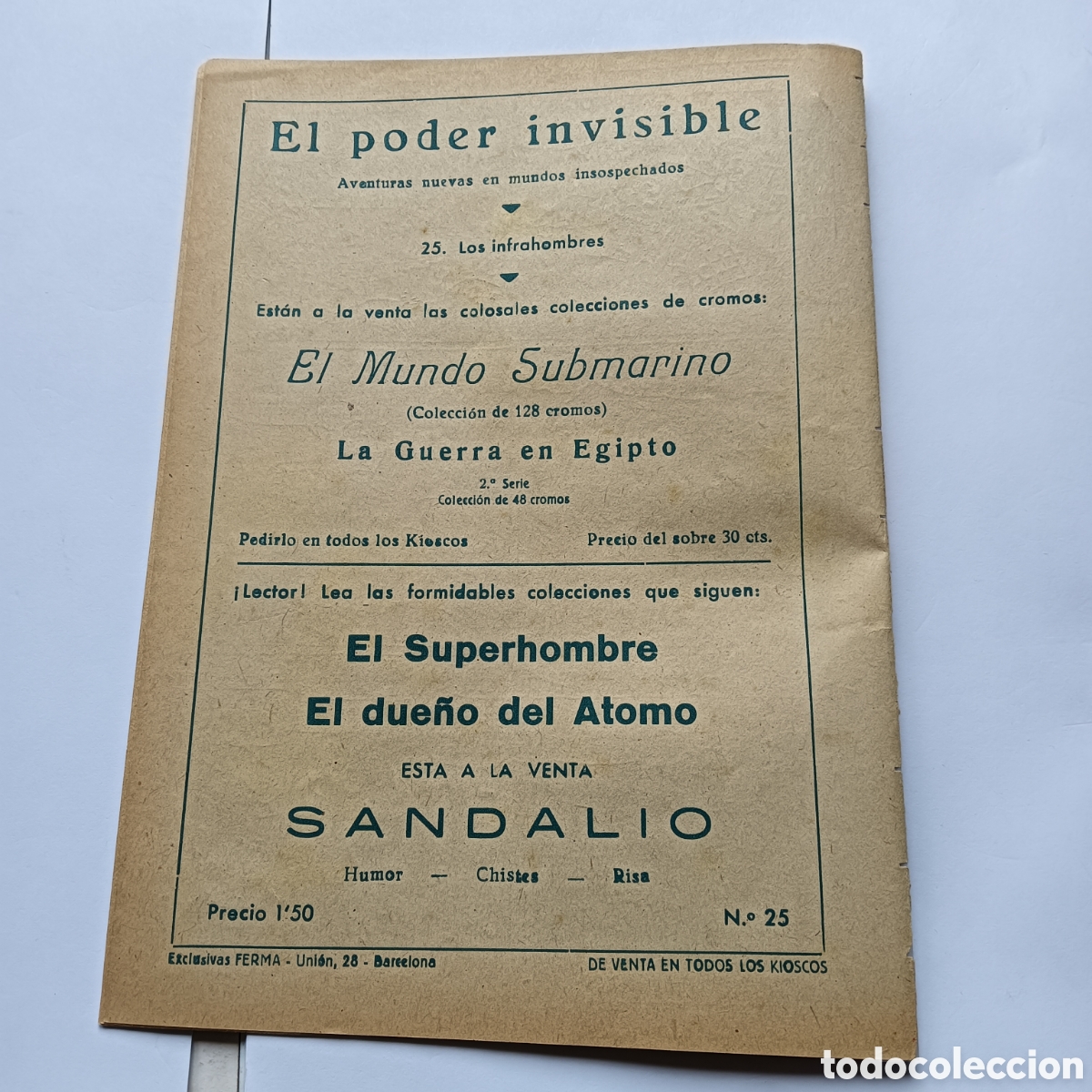 Tebeos: EL PODER INVISIBLE N&Uacute;M 25 EDITORIAL FERMA ORIGINAL A&Ntilde;O1957 - Foto 2