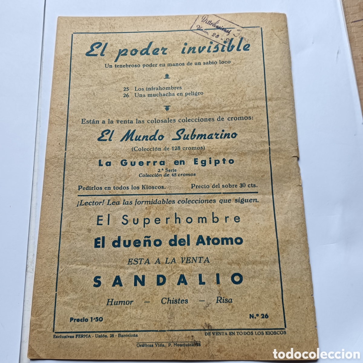 Tebeos: EL PODER INVISIBLE N&Uacute;M 26 EDITORIAL FERMA ORIGINAL A&Ntilde;O1957 - Foto 2