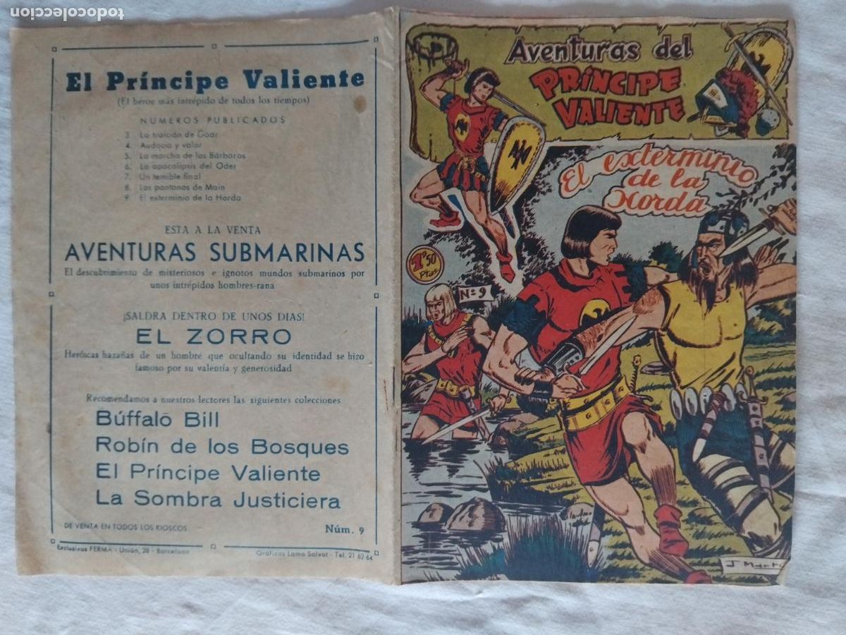 Tebeos: AVENTURAS DEL PRINCIPE VALIENTE N&ordm; 9. EL EXTERMINIO DE LA HORDA. FERMA ORIGINAL.