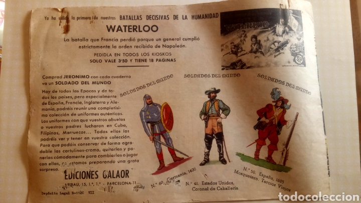 Tebeos: JER&Oacute;NIMO DE EDITORIAL GALAOR. N&Uacute;M 7:LOS APACHES DECLARAN LA GUERRA A MEJICO. - Foto 2