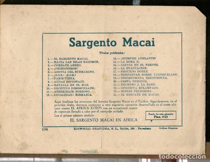 Tebeos: SARGENTO MACAI. N&ordm; 24. EL RESCATE DE MACAI. GRAFIDEA &iexcl;&iexcl;ORIGINAL!!.(C/A28) - Foto 2