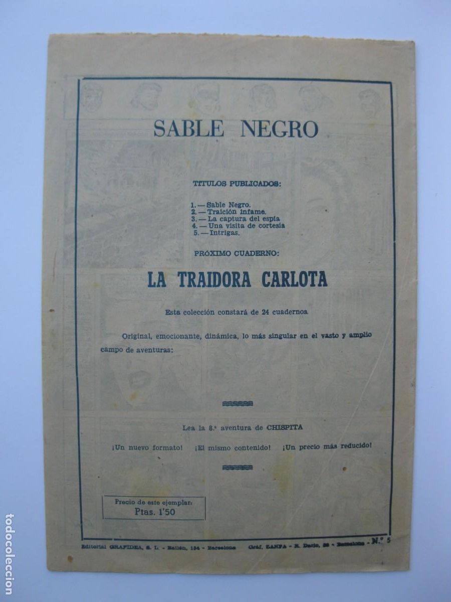 Tebeos: SABLE NEGRO - N&ordm; 5 - INTRIGAS - ORIGINAL - EDITORIAL GRAFIDEA. - Foto 3