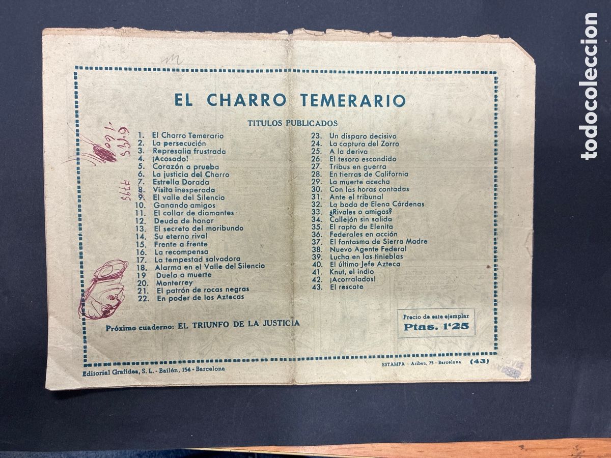 Tebeos: COMIC ORIGINAL EL CHARRO TEMERARIO N&ordm; 43 EDITORIAL GRAFIDEA - Foto 2