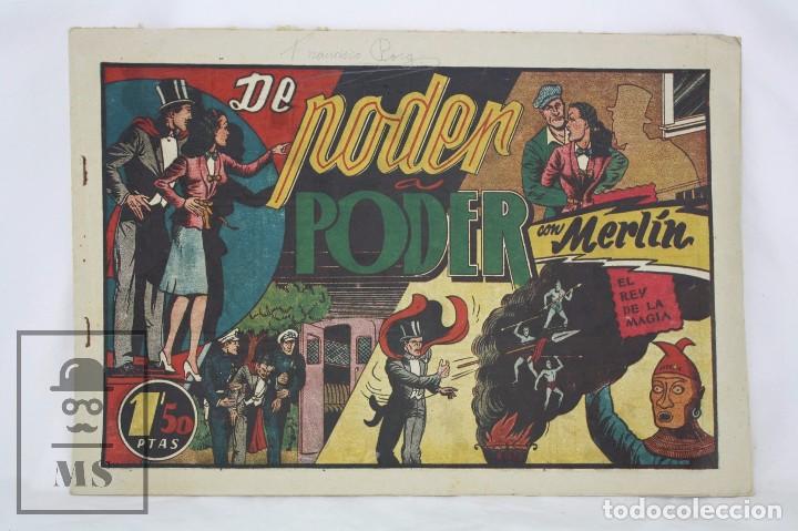 Tebeos: Antiguo C&oacute;mic Merl&iacute;n. El Rey de la Magia - N&ordm; 28. De Poder a Poder - Ed. Hispano Americana, A&ntilde;os 40 - Foto 1
